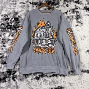 Mile Higher Swetshirt Mens Size Large Gray Graphic Lights Out Skater Y2k